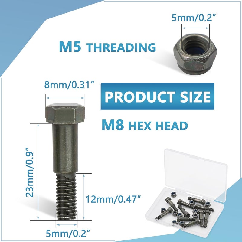 Minho Motorcycle Handlebar Lever Pivot Bolt in Low Carbon Steel Material,M8 Hex Head,M5 Threading,Overall Lenght 24mm,for Handlebar Brake Lever,Pack of 5 - Image 3